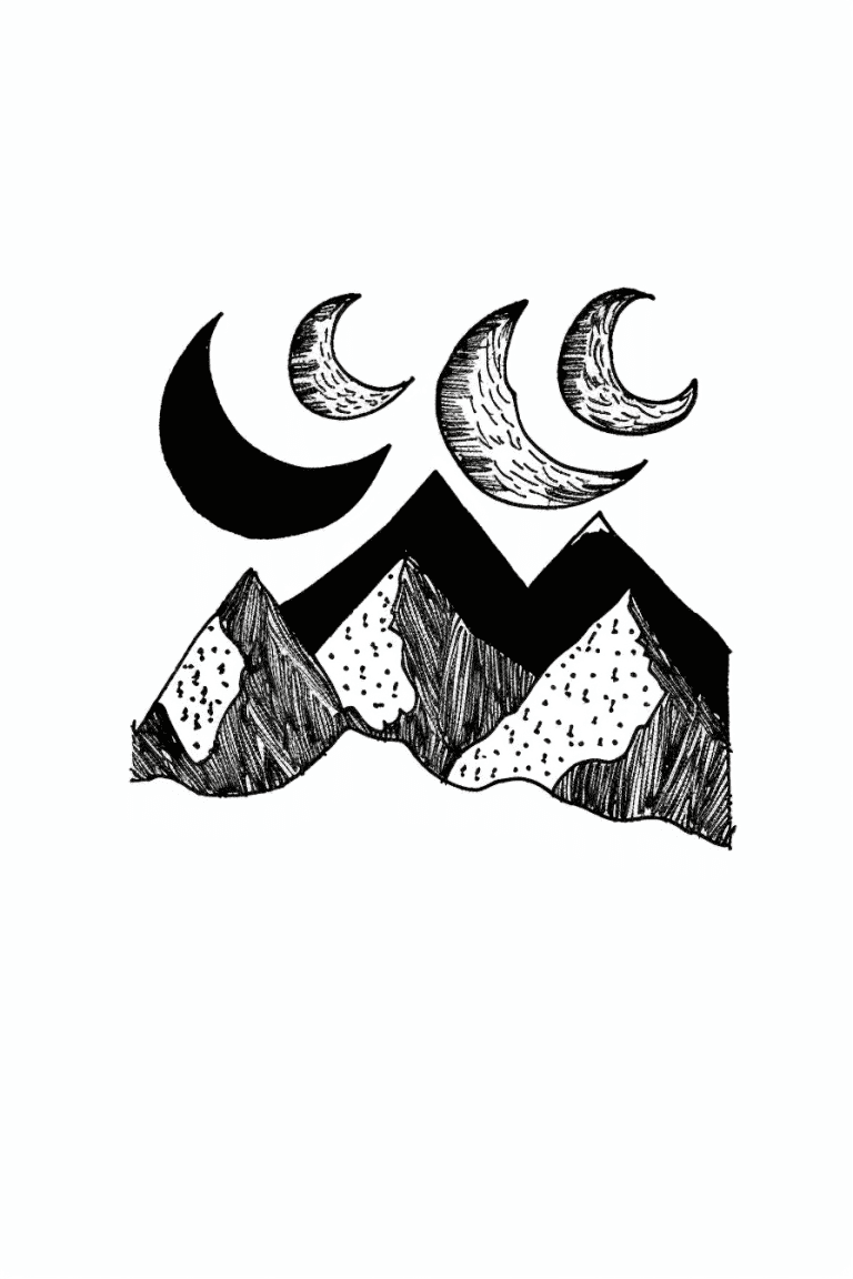 Cresent Moon with Mountains