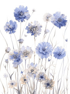 watercolor illustration of scabiosa flower