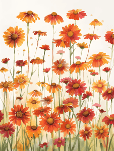 watercolor illustration of gaillardia flowers