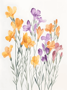 watercolor illustration of freesias