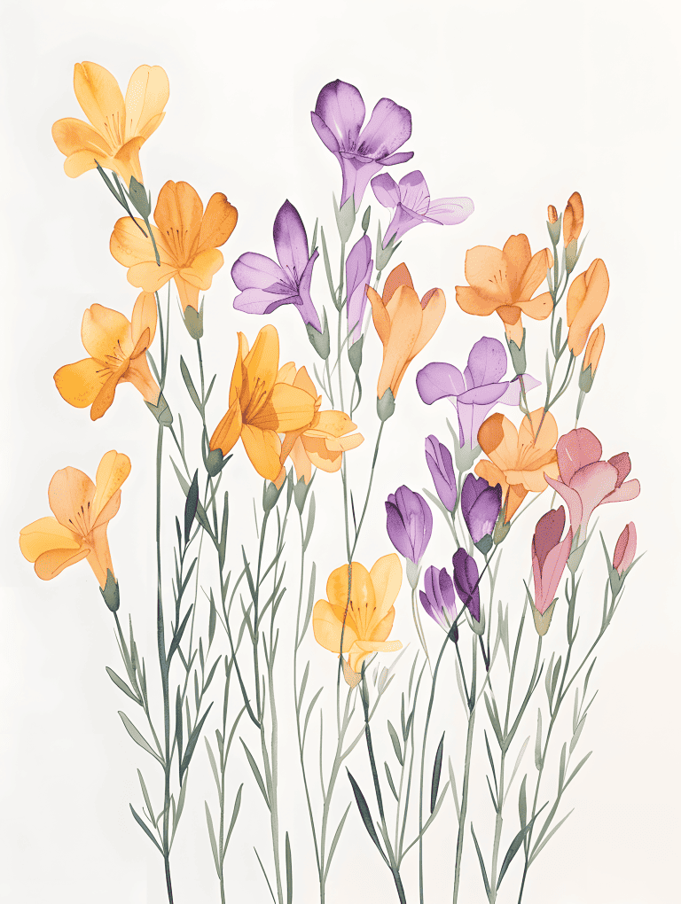 Freesias Dancing In The Breeze