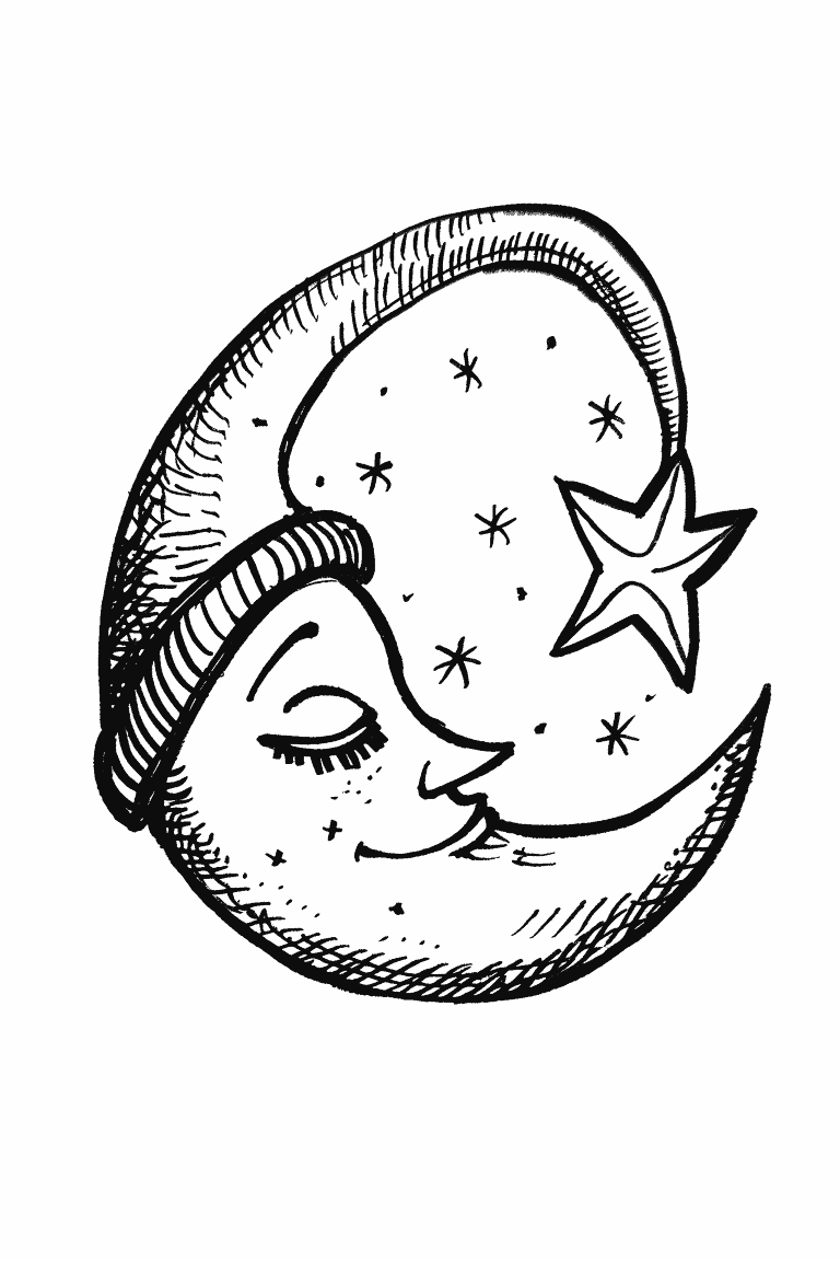 Sleeping Crescent Moon With Sleeping Hat
