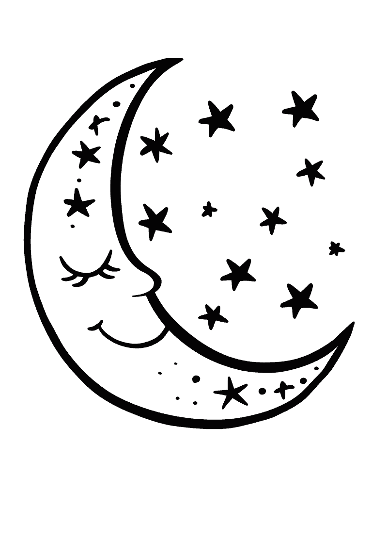 Sleeping Crescent Moon with Stars