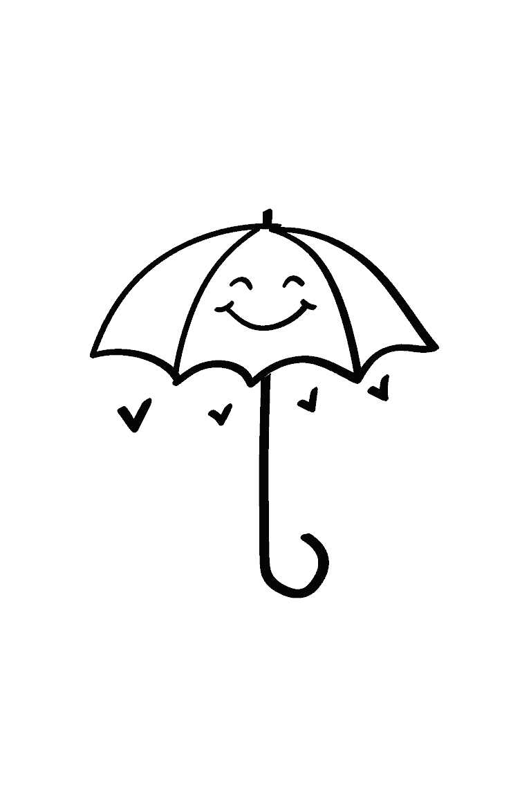 Cute Happy Umbrella with Hearts