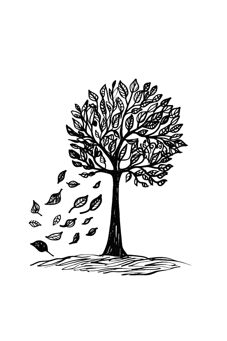 Tree with Falling Leaves
