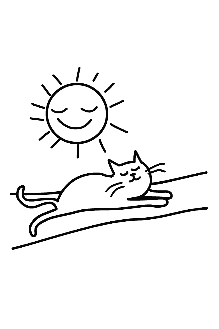 Cat Resting Under A Smiling Sun