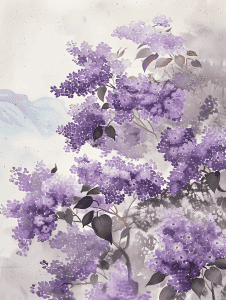 watercolor illustration of lilacs