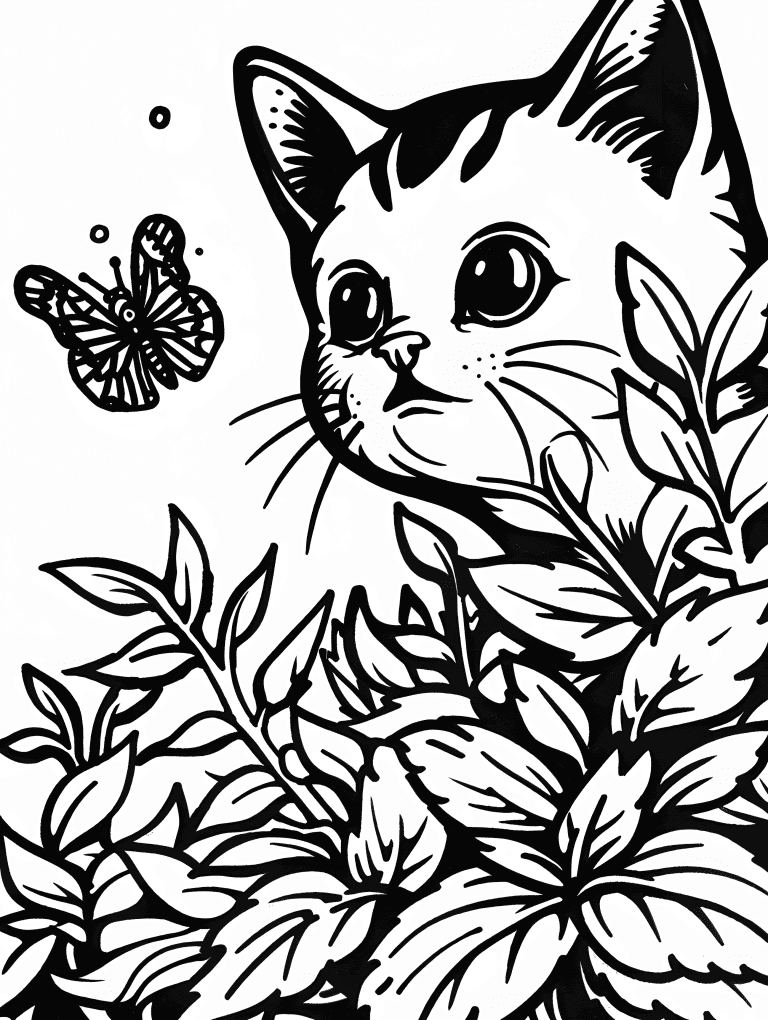 Cat Coming Out Of A Bush