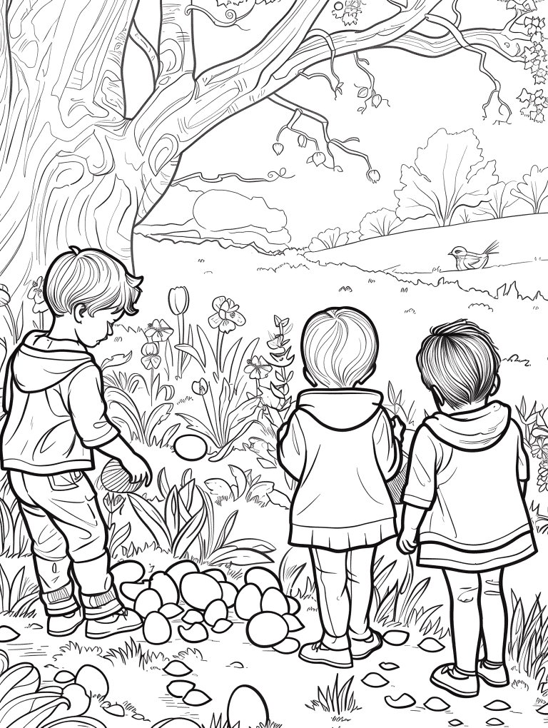 Children Playing  In A Garden