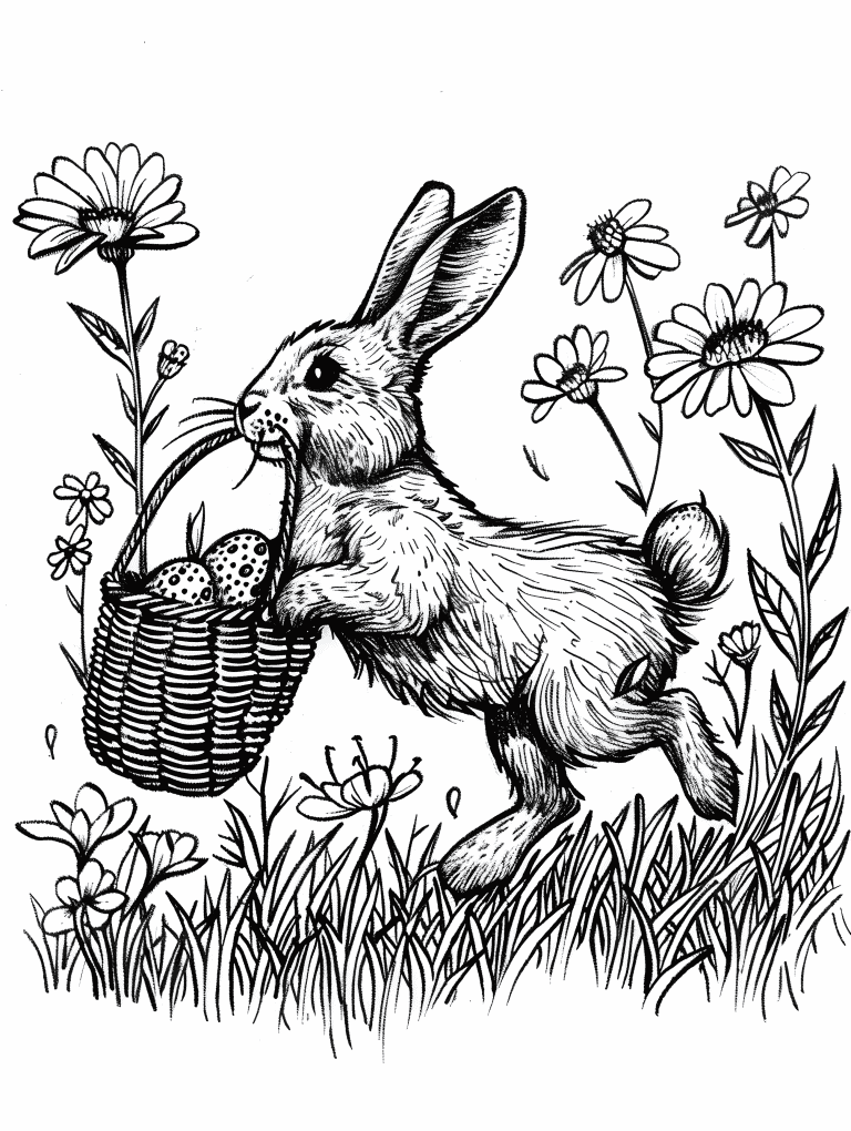 Easter Bunny Carrying Easter Basket