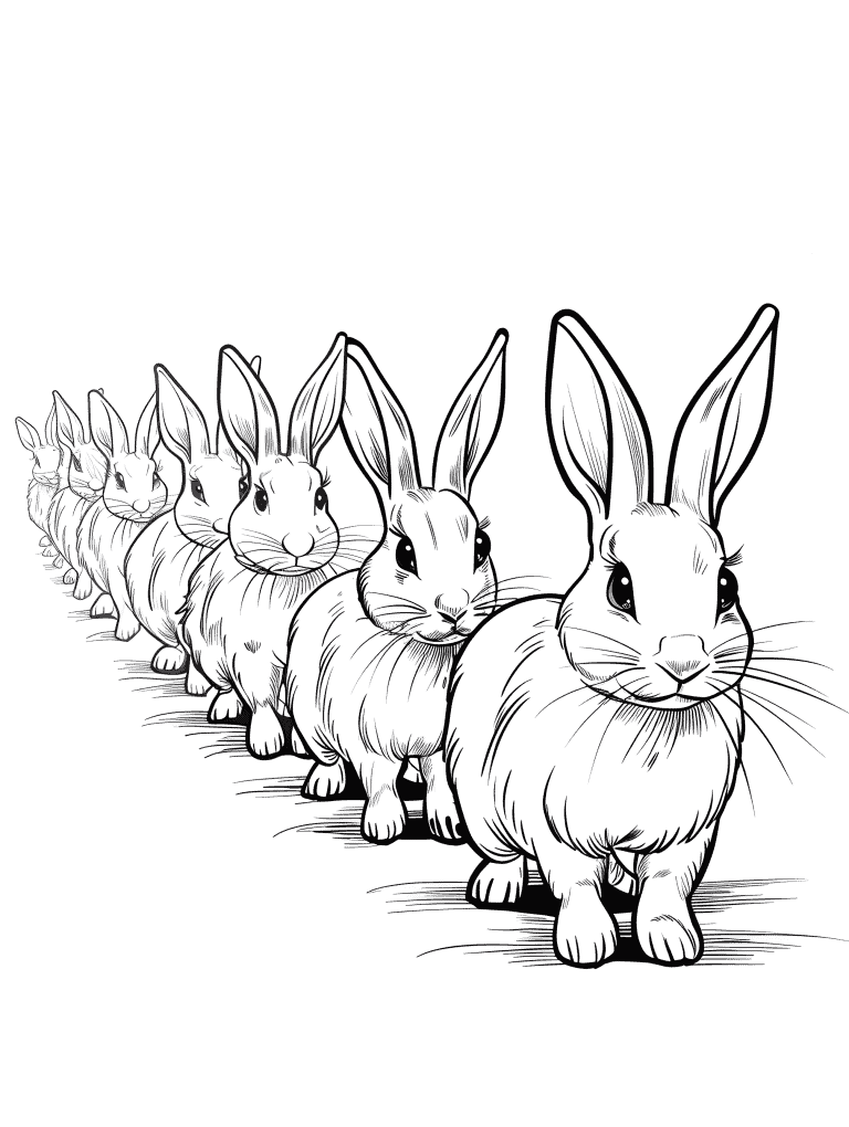 Lined Up Easter Bunnies