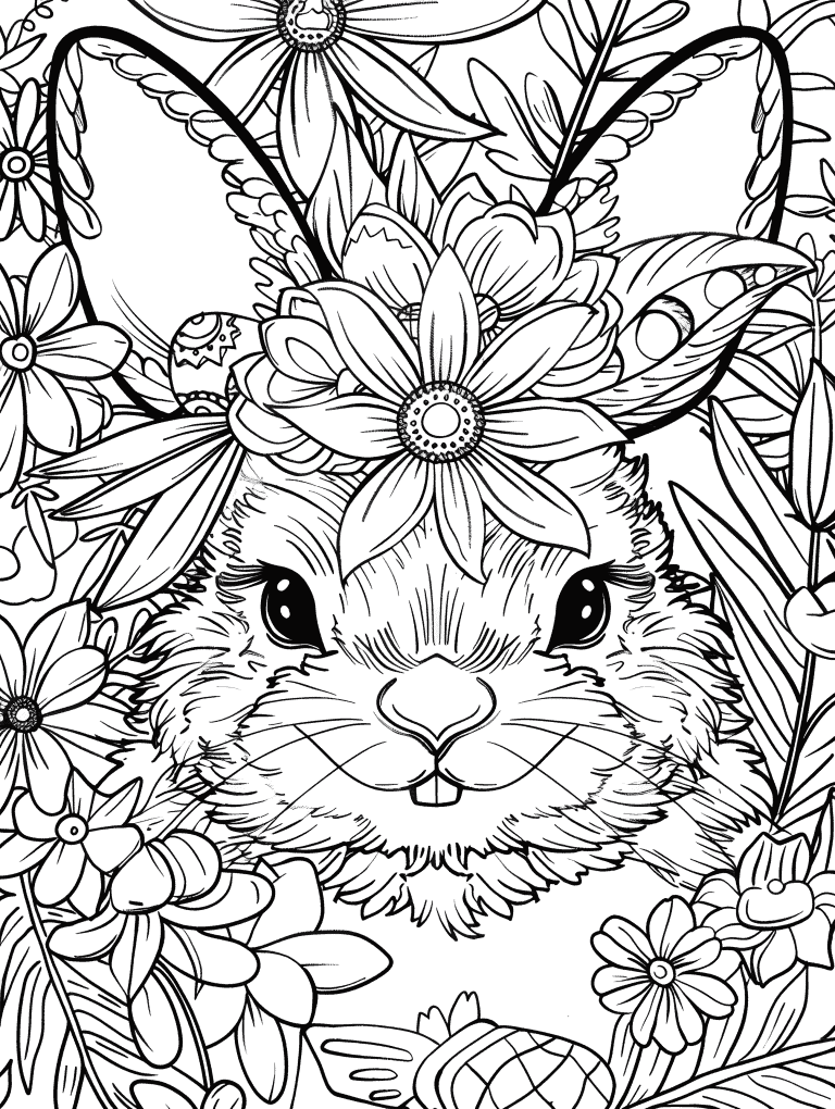 Rabbit Adorned With Flowers