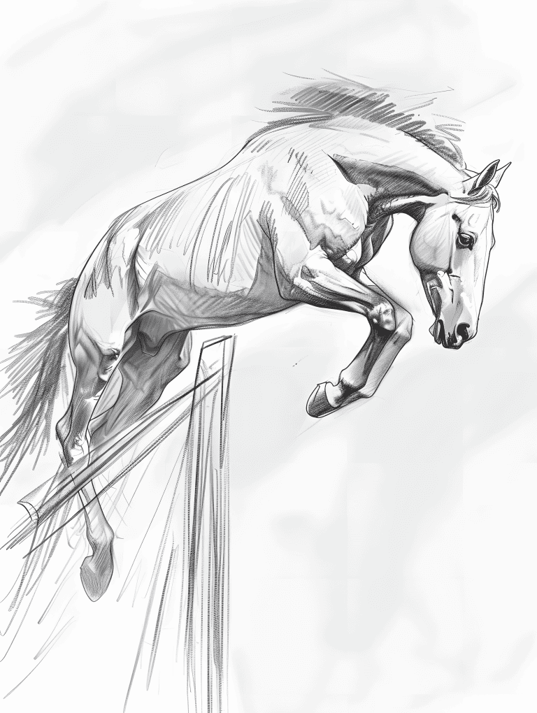 Horse Jumping Over A Fence