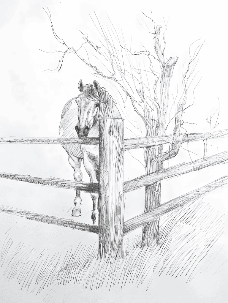Horse Inside Wooden Fence