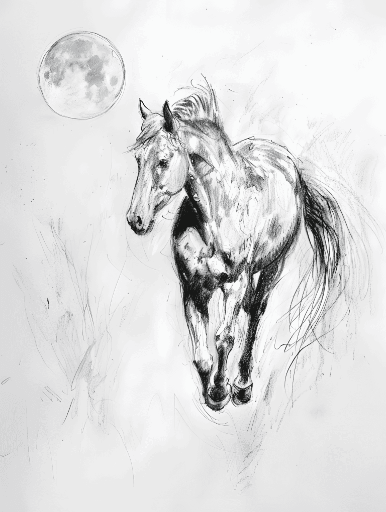 Horse And Full Moon