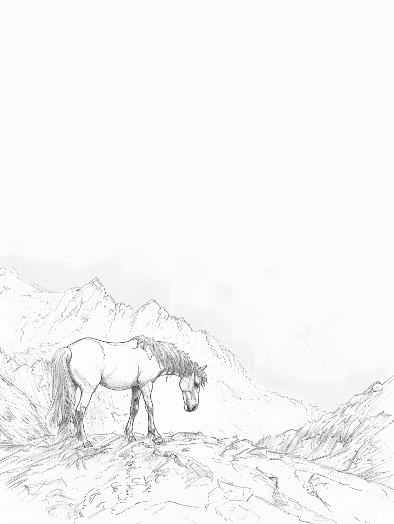 Horse In Mountain Range