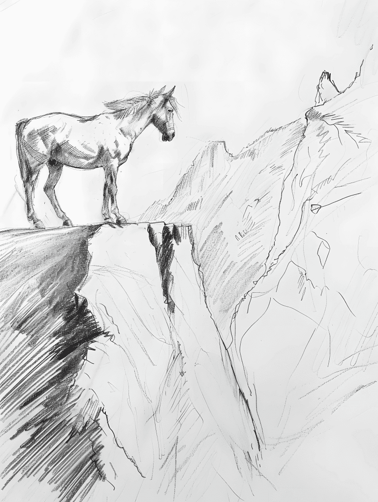 Horse At The Edge Of A Cliff
