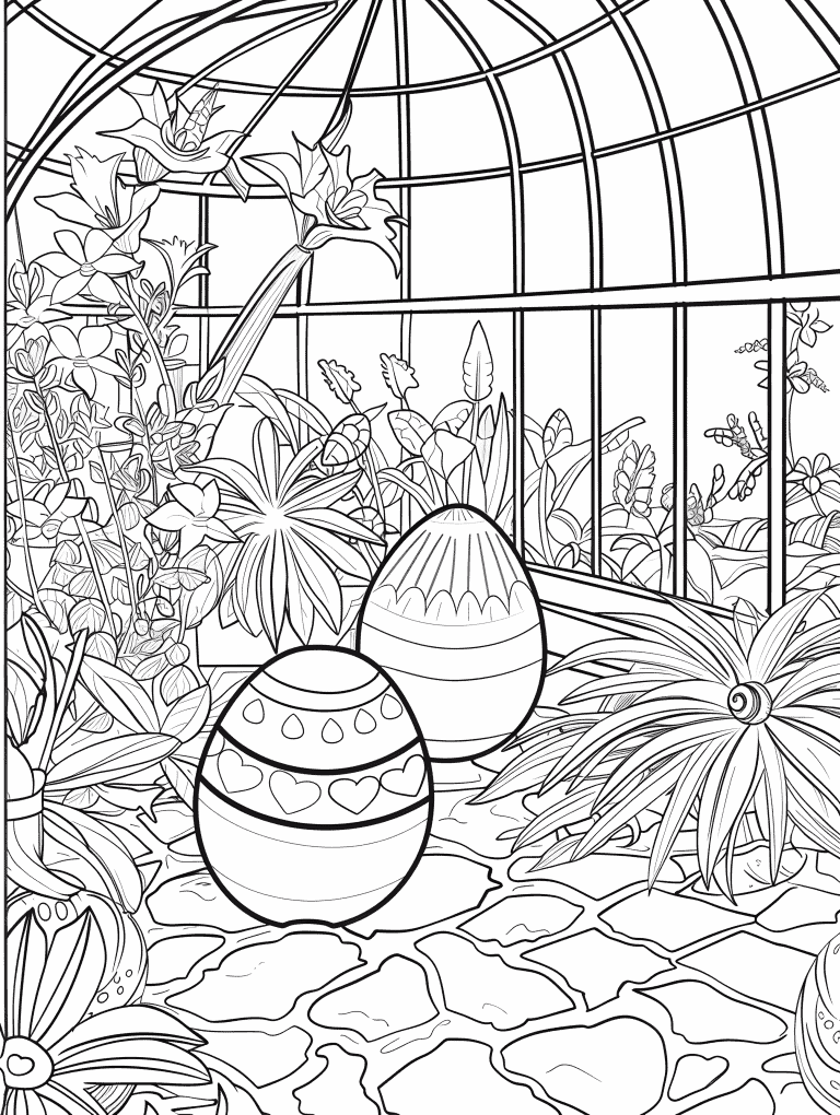 Easter Eggs Inside A Greenhouse