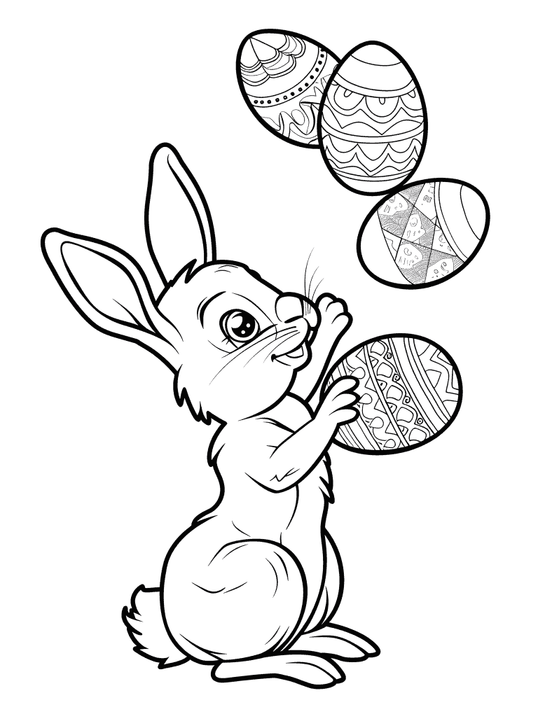 Easter Bunny Juggling Easter Eggs