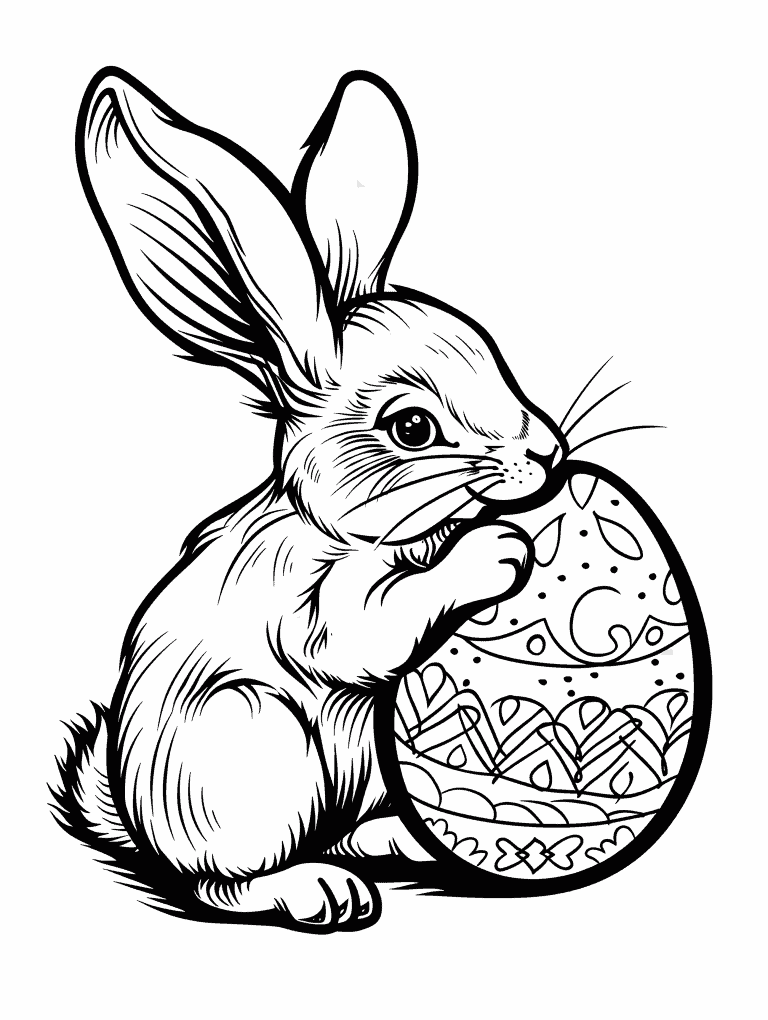 Easter Bunny Enjoying Easter Egg