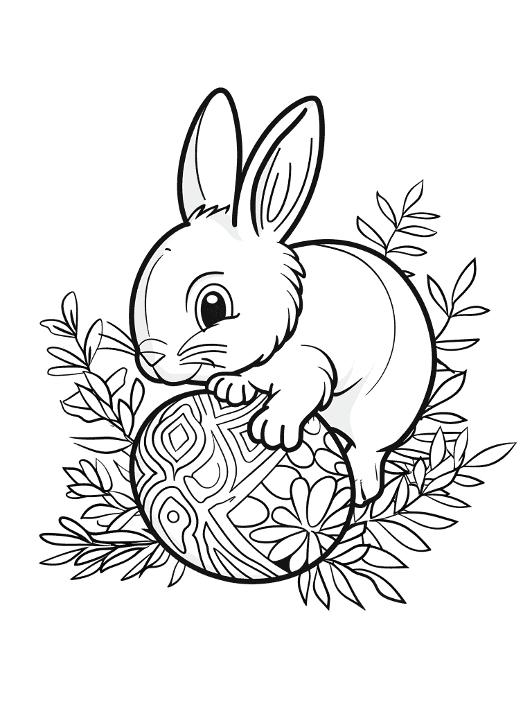 Easter Bunny Climbing On Easter Egg