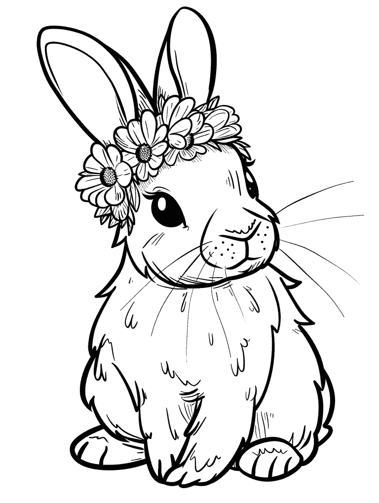 Easter Bunny Wearing A Flower Crown