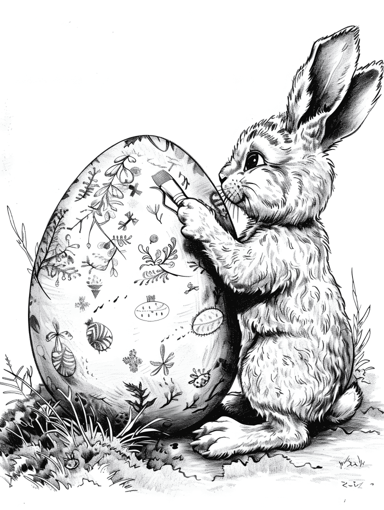 Easter Bunny Painting An Egg