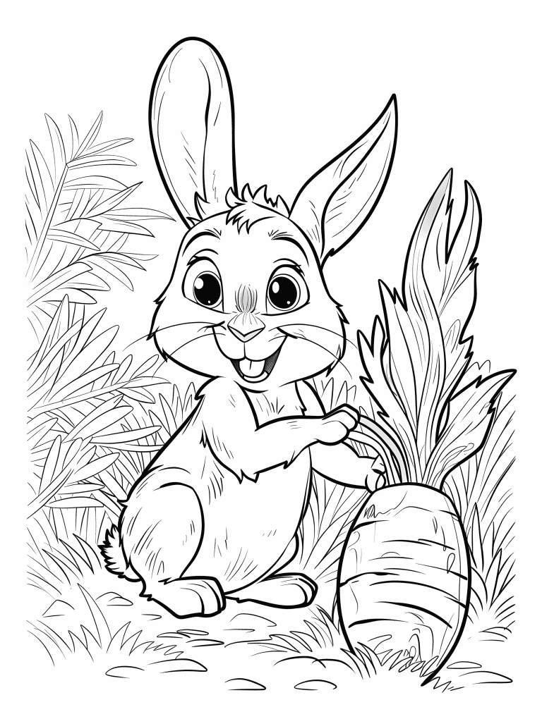 Easter Bunny Finding A Giant Carrot