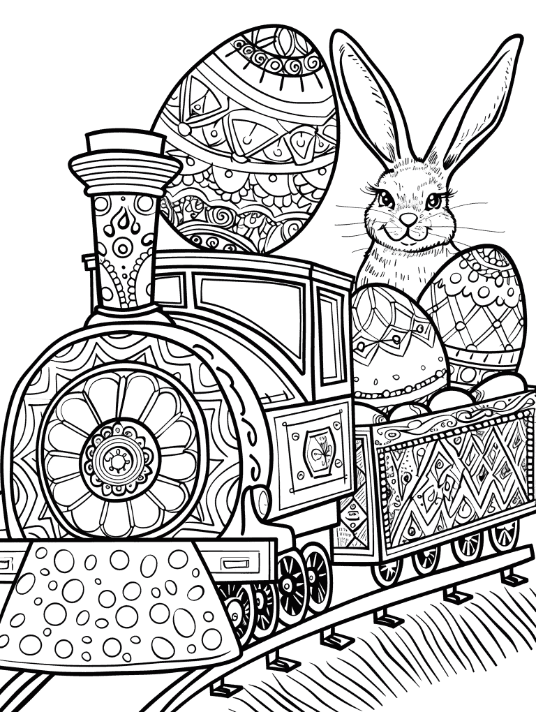 Easter Bunny In A Train Ride