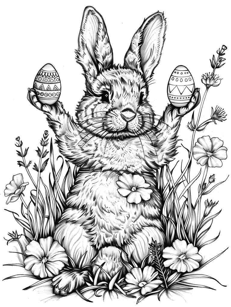 Easter Bunny Carrying Two Easter Eggs