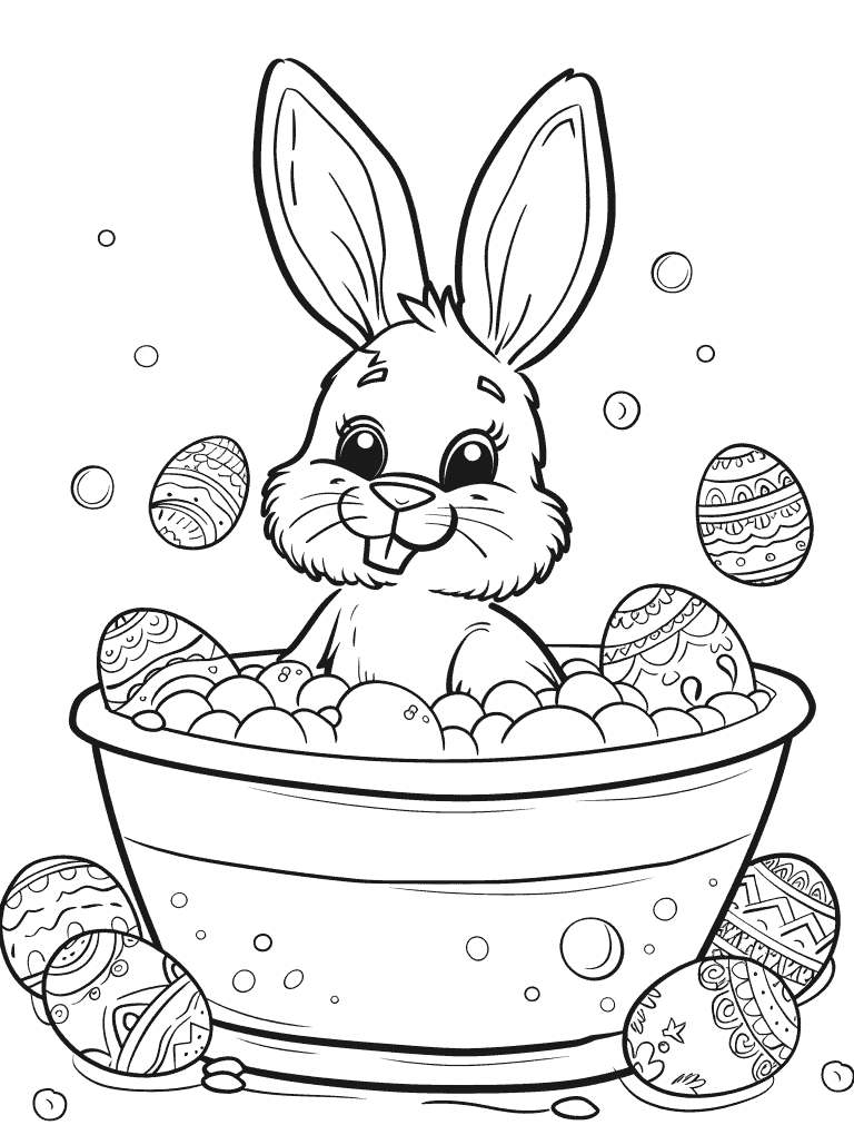 Easter Bunny Taking A Bubble Bath