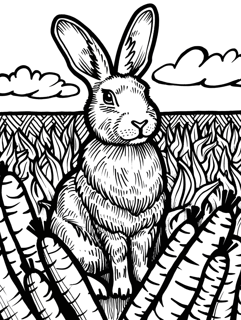 Easter Bunny In Carrot Patch