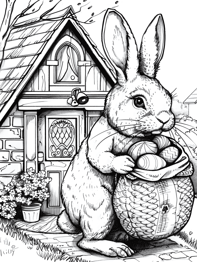 Easter Bunny Carrying A Sack Of Easter Eggs