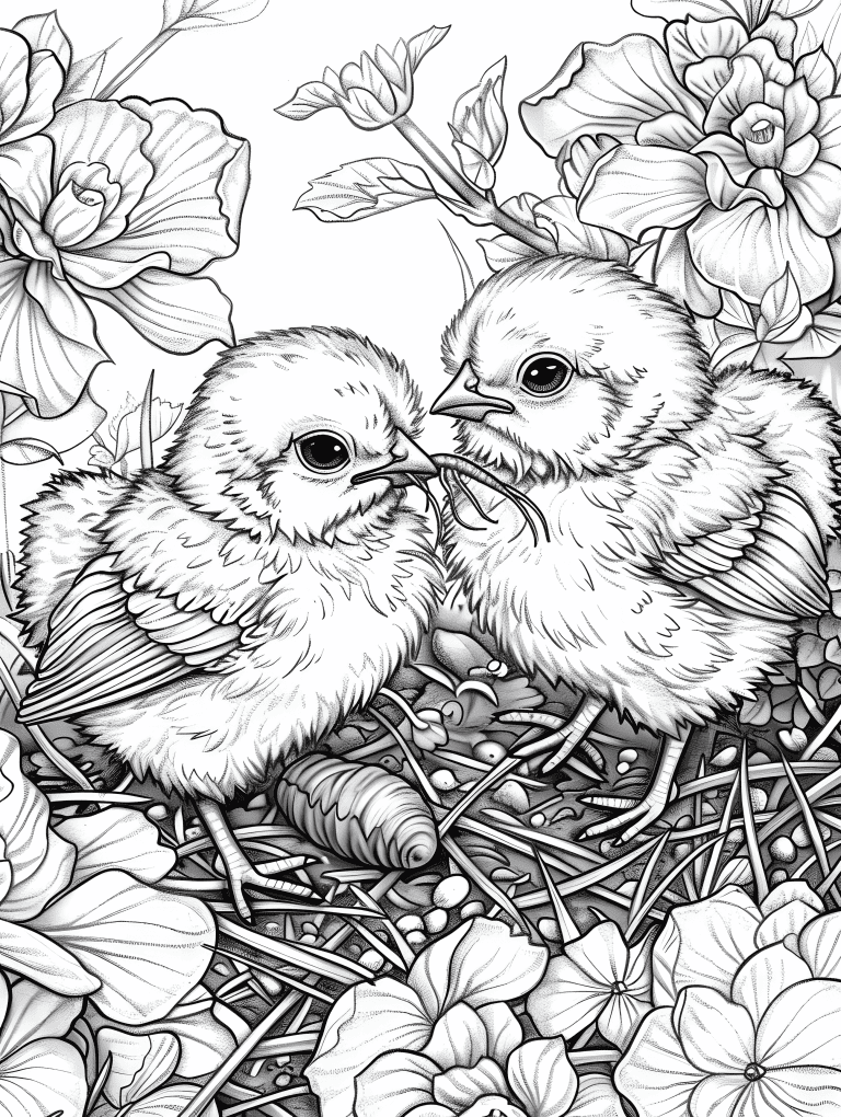 Chicks Hunting For Worms