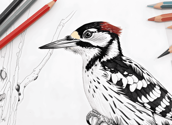 milkychoco04_a_coloured_pencil_that_is_next_to_a_woodpecker_col_c43fcd0e-0490-4ab8-a760-ae4a4848eadb