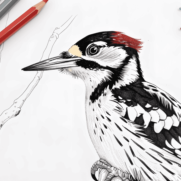 milkychoco04_a_coloured_pencil_that_is_next_to_a_woodpecker_col_c43fcd0e-0490-4ab8-a760-ae4a4848eadb