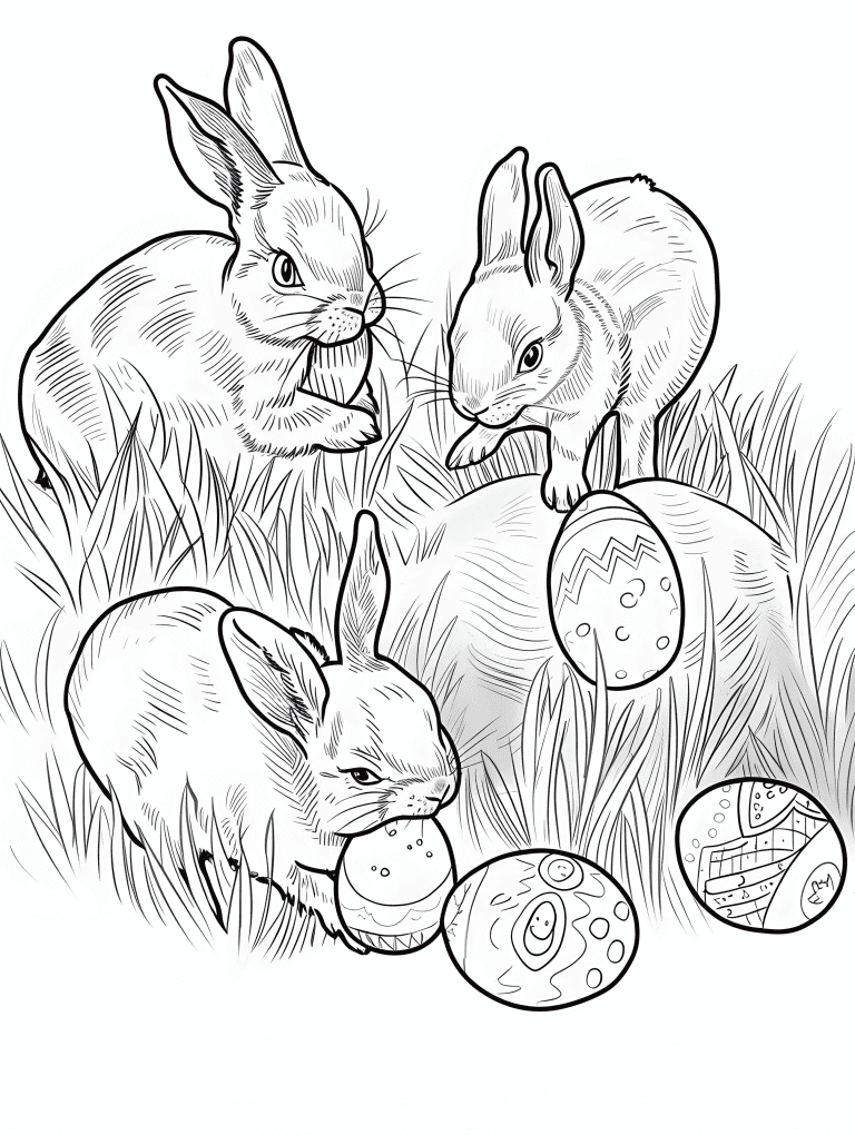 Rabbits Finding Easter Eggs