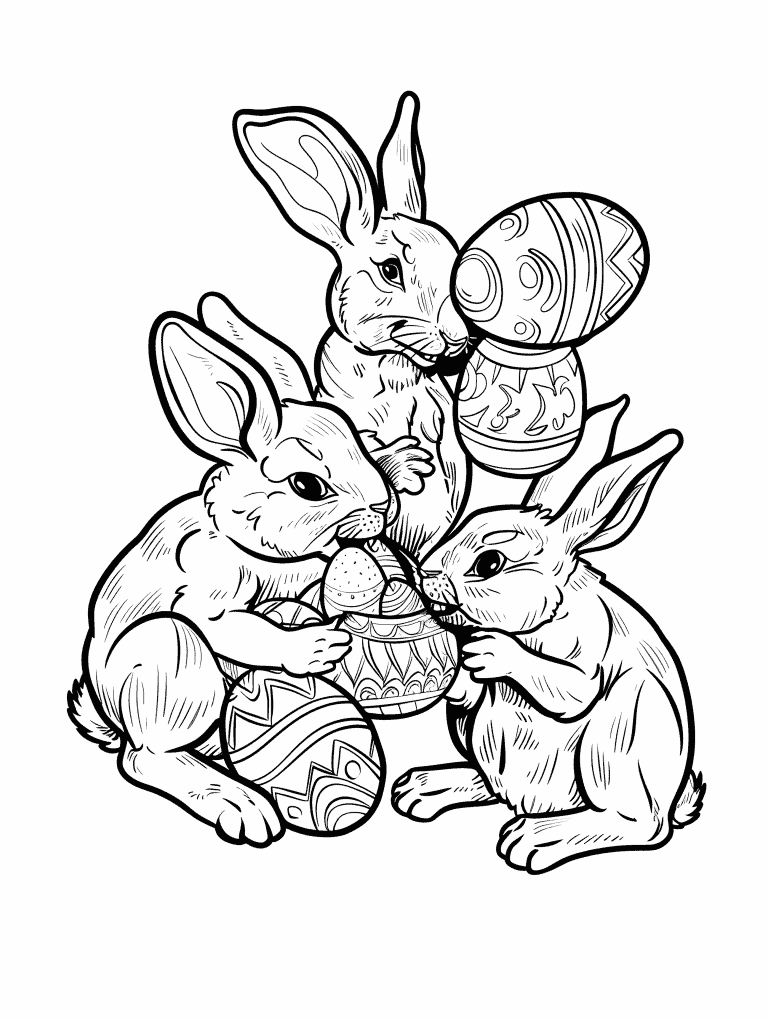 Rabbit Sharing Easter Eggs