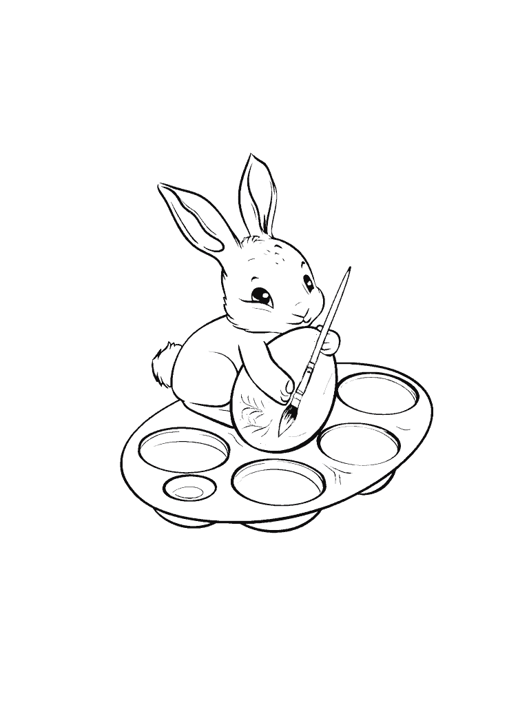 Baby Rabbit Hugging An Egg