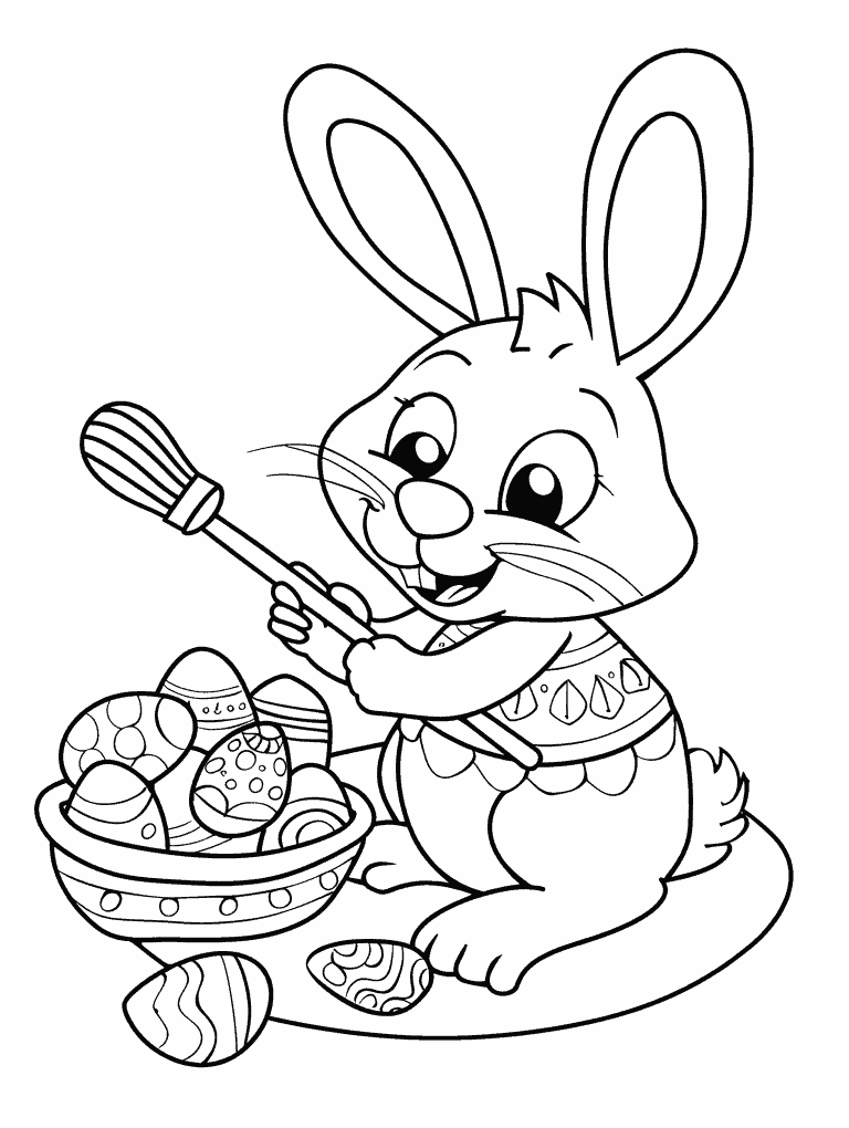 Rabbit Painting Easter Eggs