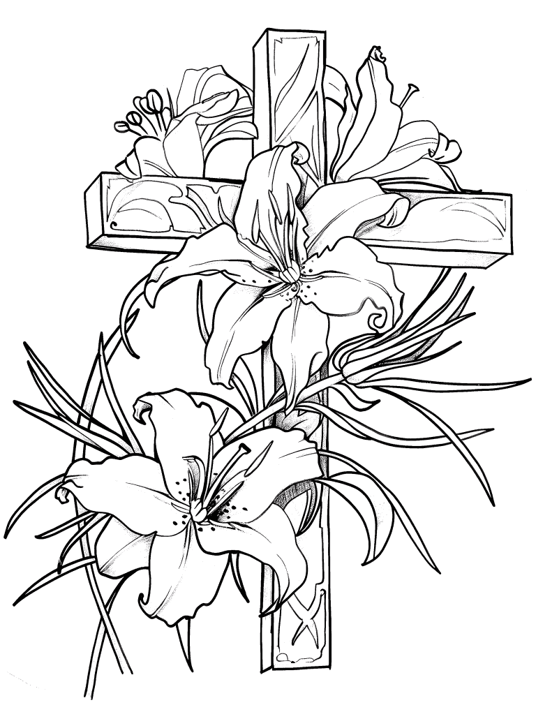 Cross Adorned With Easter Lilies
