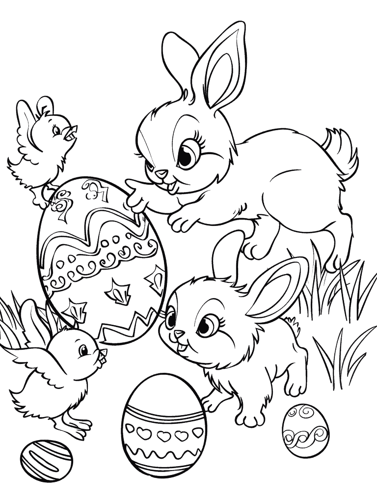 Rabbits And Chicks Playing