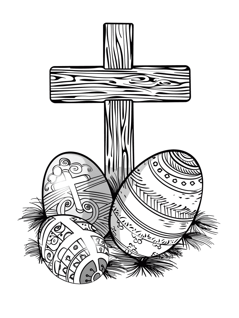Wooden Cross With Easter Egg