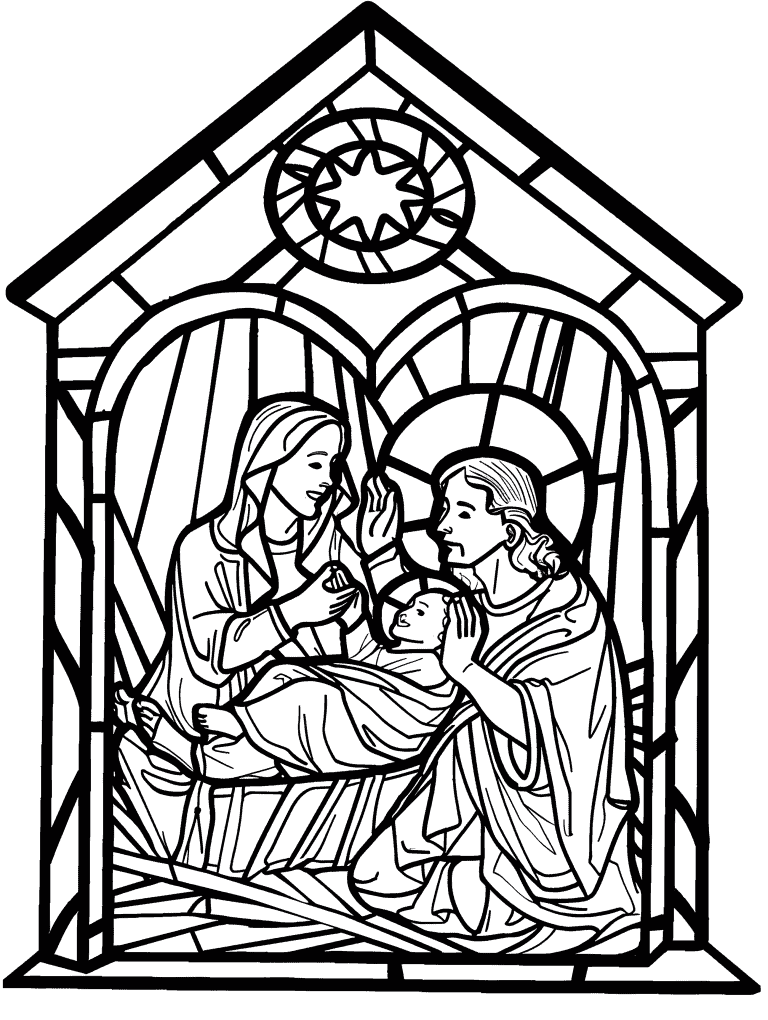 Stained Glass Nativity Scene