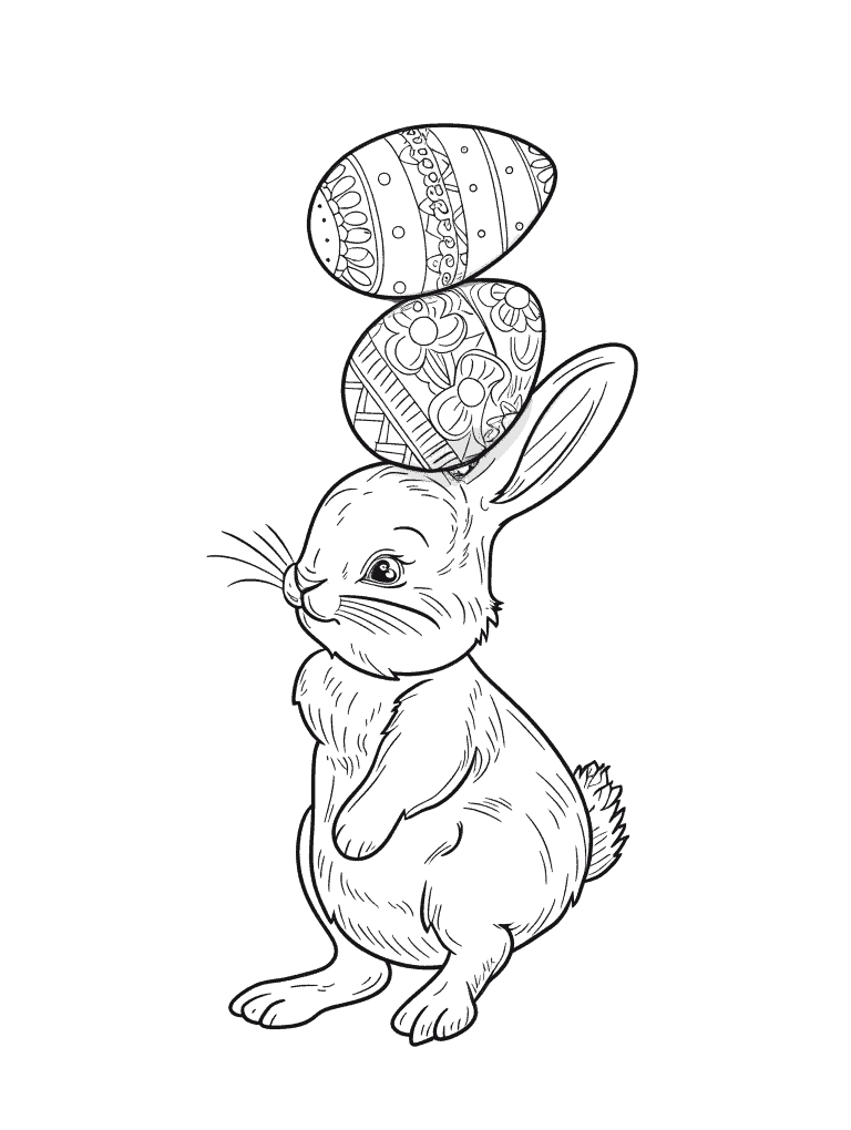 Bunny Balancing Easter Eggs On It’s Head