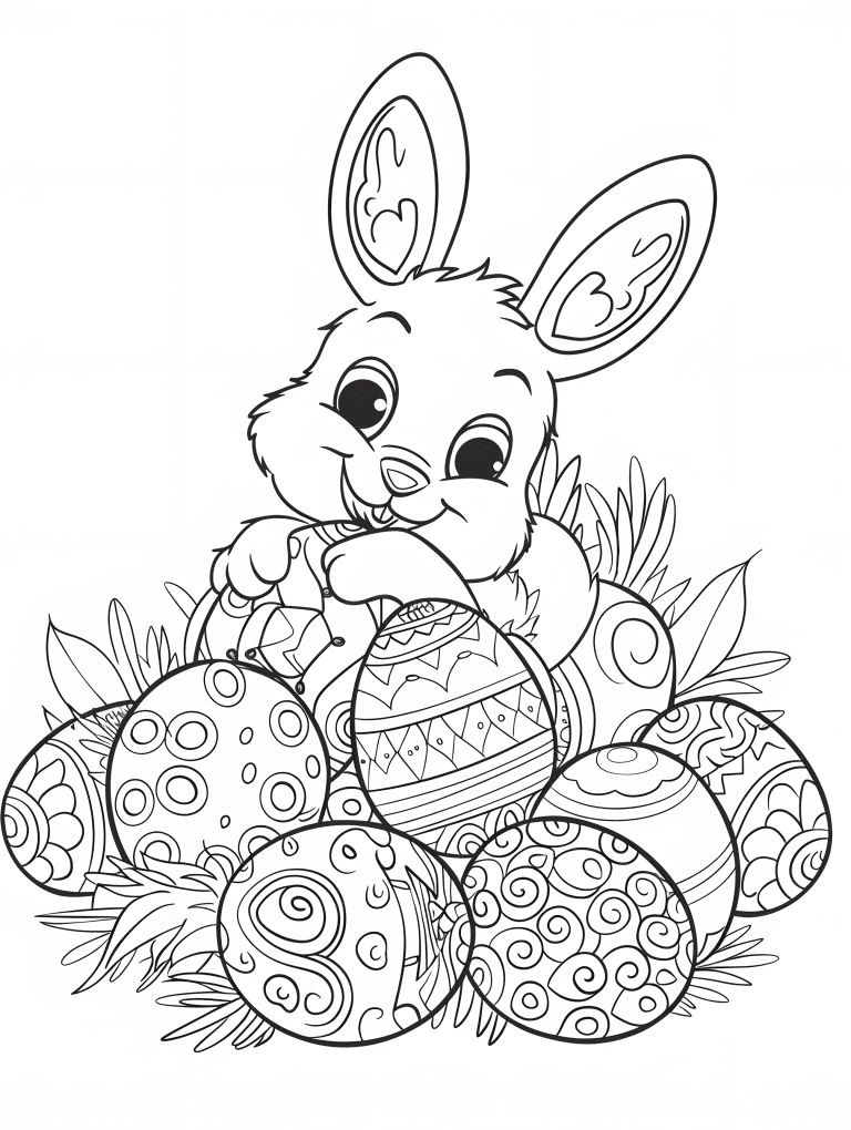 Bunny Hiding In Easter Eggs