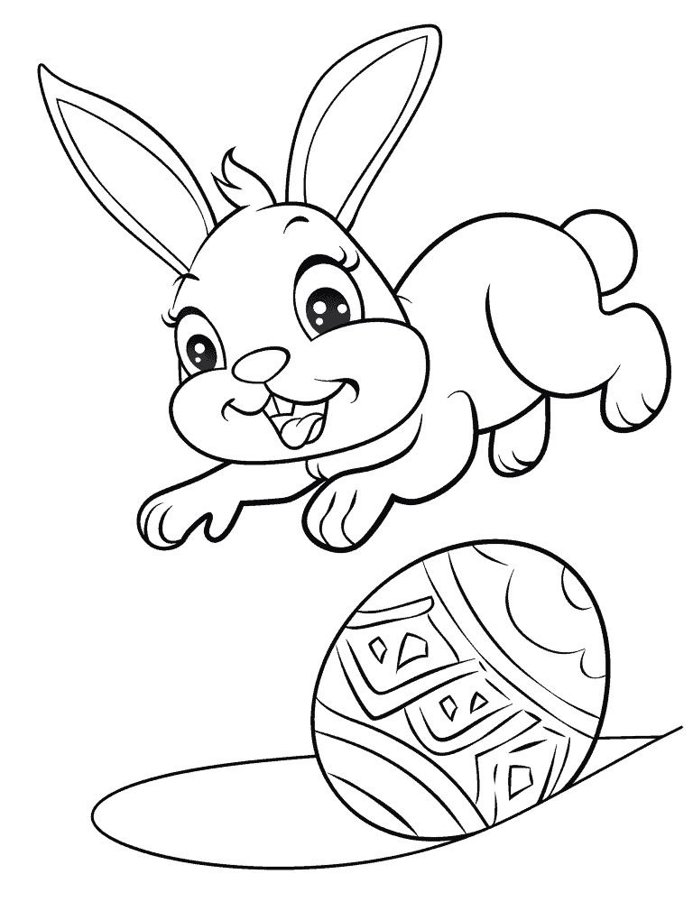 Bunny Hopping Over An Easter Egg