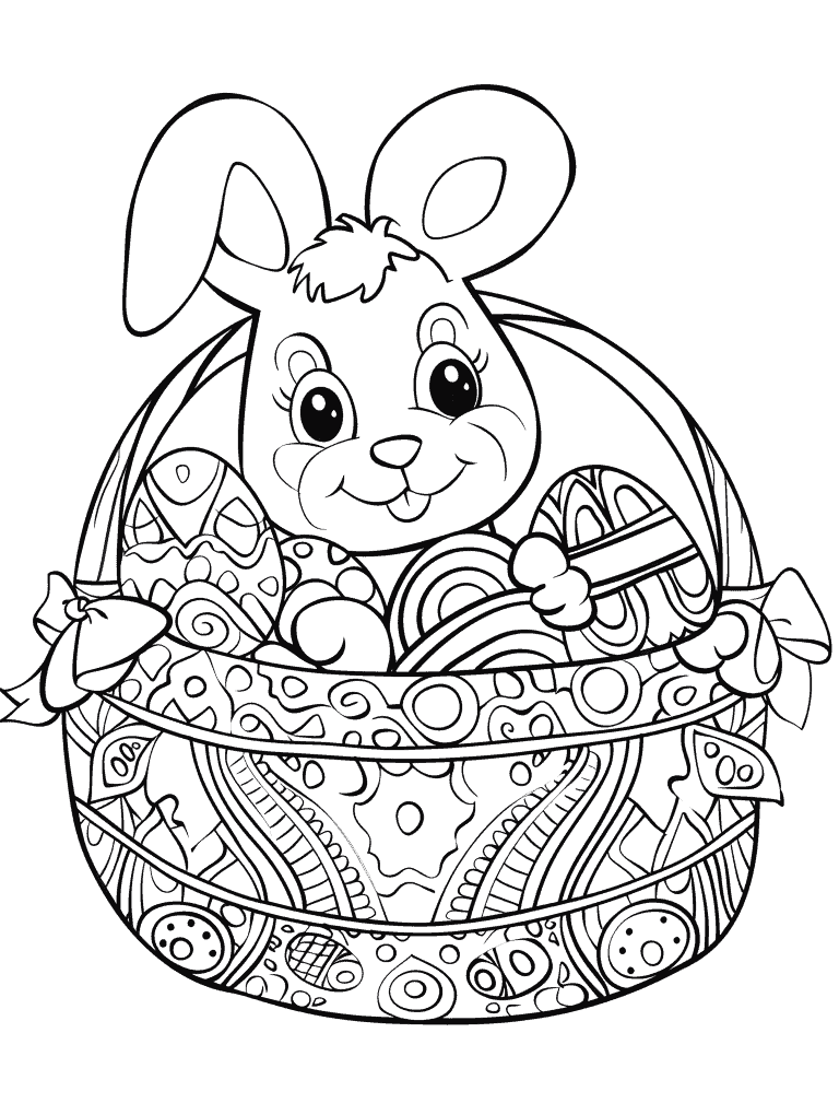Bunny Inside An Easter Basket