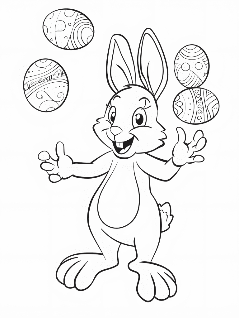Bunny Juggling Easter Eggs