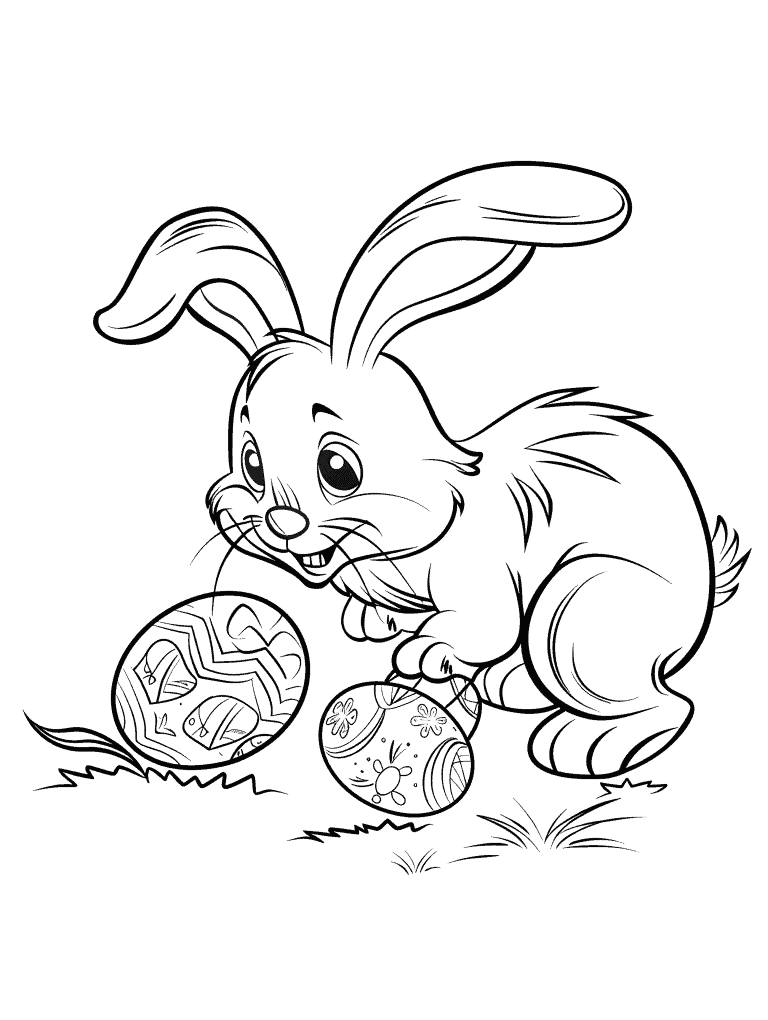 Bunny Finding Easter Eggs